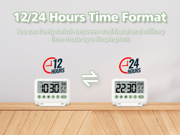 You can freely switch between traditional and military time mode by a simple press