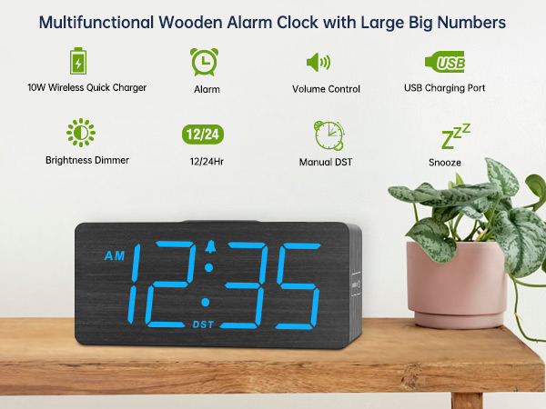 wooden digital clock