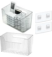 Set Of 2 Storage Organizer Bins Wall Mounted Organizer Basket, Shower Caddy Stackable Clear Plast...