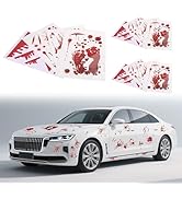 12 Sheets Halloween Car Stickers with Red Blood Handprint &amp; Blood Flowing,Funny Car Decals Fit fo...