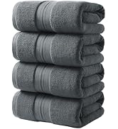 REDKISS 100% Cotton Bath Towels Set of 4, Extra Large Bath Sheets 27 X 59 Inches, 600 GSM, Quick ...