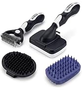 PETIMP STORE Dog Brush Kit for Grooming Short &amp; Long Haired Dogs &amp; Cats, 4-in-1 Pet Grooming Set ...