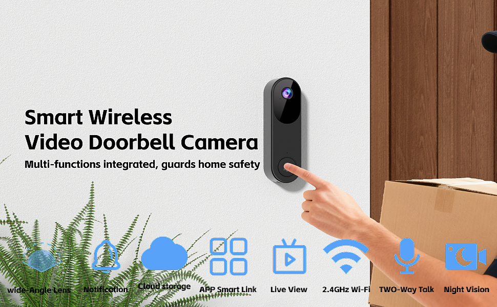 Wireless Wi-Fi Video Doorbell Camera with Two Way Audio