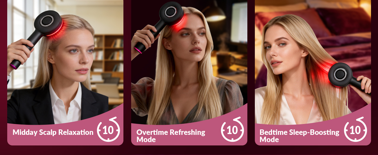 This waterproof red light therapy hair brush boosts scalp circulation for healthier hair growth.