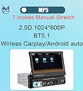 Wireless Carplay Single Din Stereo, 7 Inch HD Flip Out Touchscreen Car Radio with Wired/Wireless ...