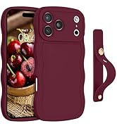 GUAGUA for iPhone 17 Pro Case with Wrist Strap, Wavy Edge Phone Case Cute Curly Shape with Adjust...