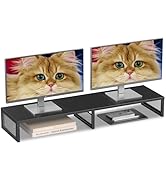 Gugsey Dual Computer Monitor Stand Riser, Desk Organizers and Accessories, Printer &amp; TV Stand, De...