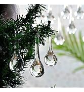 IndianShelf 20 Glass Christmas Ornaments- Clear Glass Ornaments- Chandelier Crystals- Chandelier ...