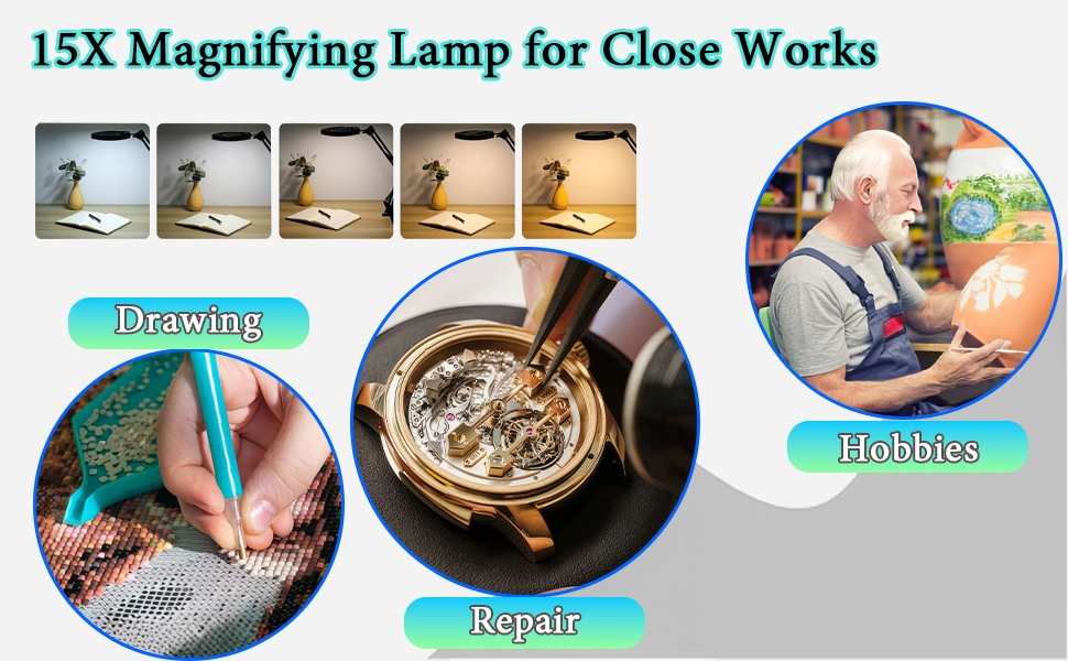 15X Magnifying Lamp for Close Works