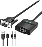 VENTION VGA to HDMI Adapter-1080P Video Dongle Adaptador VGA Converter with Audio Cable (1.5FT), ...