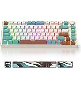 iRoboosta 75% Brown Mechanical Gaming Keyboard, Compact 82 Key Hot Swappable Keyboard with Knob, ...