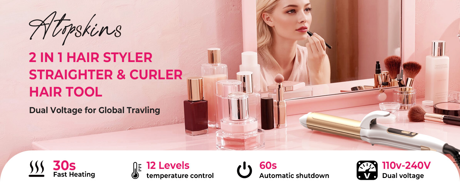 2 IN 1 hair styler straightener and curler hair tool