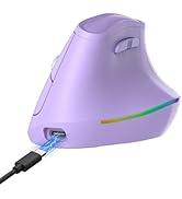 KYSONA 57° Ergonomic Wireless Rechargeable Mouse, Vertical Quiet Ergo Mouse, RGB Light, Bluetooth...