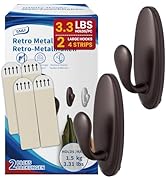 TAILI Metal Adhesive Hooks for Wall No Damage, 2 Pack Heavy Duty 3.3 LBS Removable Large Hooks fo...
