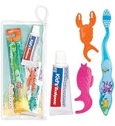 Practicon FlosSeas Child Dental Care Kit, Travel Size Bundle w/Assorted Color Toothbrush, Kids To...