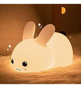 QANYI Kawaii Bunny Night Lights for Kids, 7 Color Light Silicone for Baby Nursery, Portable USB R...