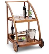 VICTORY RELAX 2-Shelf Tea Trolley Cart Wooden| Home &amp; Serving carts|Natural|Classic Style|Modern|...