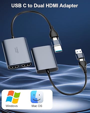 USB C to Dual HDMI Adapter