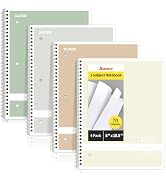 SUNEE Spiral Notebooks Wide Ruled, 1-Subject, 4 Pack, 8 x 10-1/2 inch, 70 Sheets, 3-Hole Punched ...