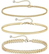 DEARMAY Gold Anklets for Women 14K Gold Ankle Bracelets for Women Waterproof Cuban Link Anklets S...