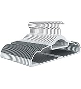 FSUTEG Hangers, Plastic Coat Hangers 50(Pack) 17.5inch Heavy Duty Pants Hangers Space Saving Non ...