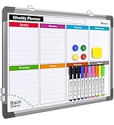 Small Weekly Calendar Dry Erase Whiteboard for Wall, 16" x 12" Magnetic Dry Erase Board, Hanging ...