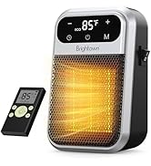 Brightown 800W Plug in Heater with Remote - Outlet Space Heater with Touch LED Display, Small Ele...
