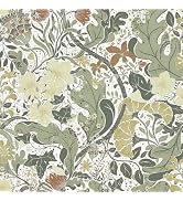 HeloHo Light Green Floral Wallpaper Peel and Stick Self Adhesive Removable Wall Paper Waterproof ...