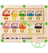 Magnetic Color and Number Maze, Montessori Toys for 3 4 5 Year Old, Wooden Magnet Balls Puzzles,L...