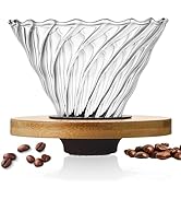 Pour Over Coffee Dripper, Glass Coffee Filter with Double Layer Mesh, Cone Shape, Reusable Pour O...