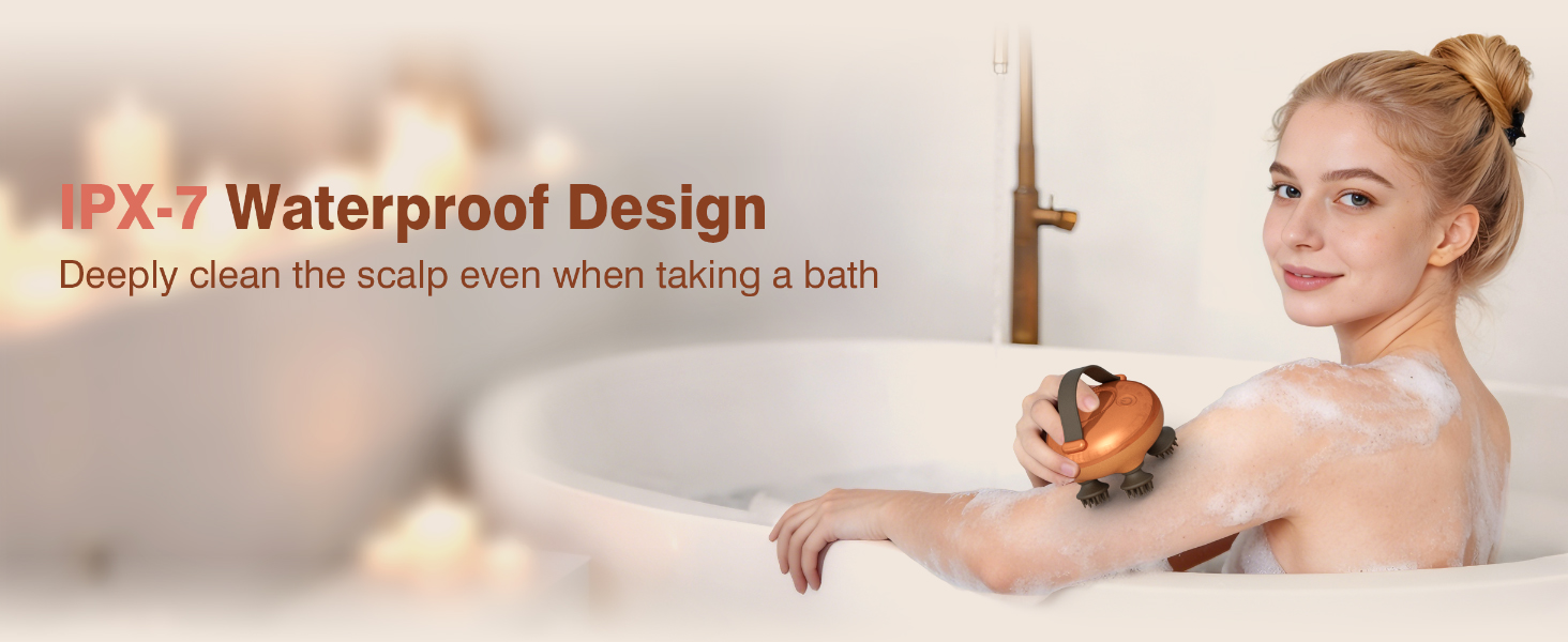 cotsoco Electric Cordless Head Scalp Massager for Stress Relax, Deep Clean and Hair Growth, Gift