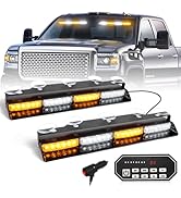 HLauto 604N Emergency Dash Strobe Lights w/Controller: 2x16.8 inch Amber White Security Light w/T...