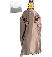 GUOZCARAY Elegant Islamic Abaya Dress Set for Women Modest Batwing Sleeve Prayer Dress with Hijab...