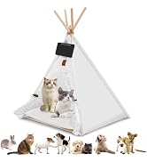 Pet Teepee Dog &amp; Puppy Cat Tents House, Portable Cozy Dogs Cave Bed with Removable Inner Cushion ...
