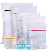 Ultimate 7 Pack 6 Size Mesh Laundry Bags Set for Delicates with AUTO-Lock Zipper, Lingerie Bags f...