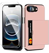 SAMONPOW for iPhone 16e Case Wallet with Card Holder + 2 Screen Protector + 1 Camera Cover Full B...