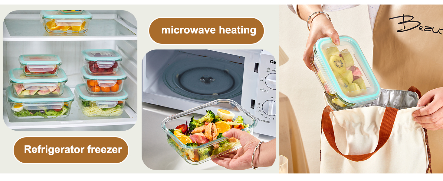 YUNCANG 8 Pack Glass Food Storage Containers with Lids