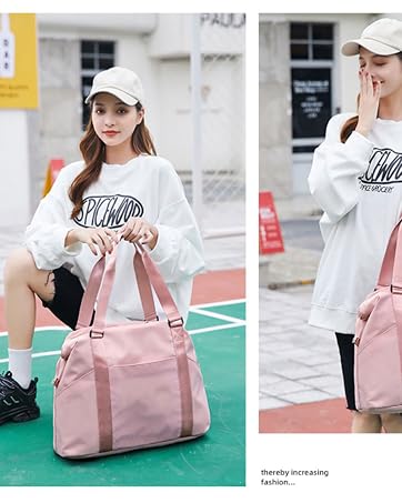 pink duffle bag