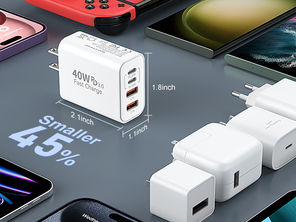 dual usb c charger block, usbc charging block, usb c wall charger, usb c power adapter