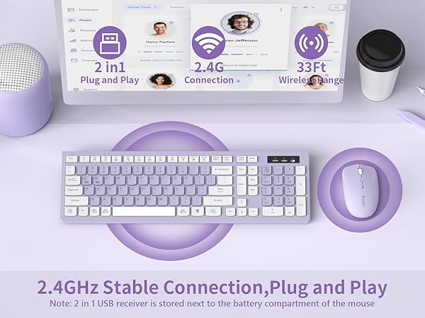 wireless keyboard and mouse combo purple 3
