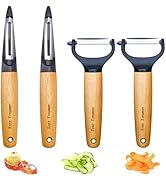 Trez Treamer Vegetable Peelers for Kitchen,4-Pack Wooden Y Veggie Potato Peelers
