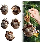 5Pcs Forest Animal Acorn Ornaments, Cozy Forest Christmas Ornaments, 2026 New Pine Cone Animal De...