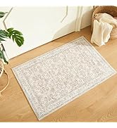 WITSHOCK Washable 2x3 Entryway Area Rug: Soft Non-Slip Backing Washable Rugs Vintage Flower Boho ...