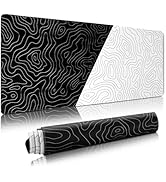 XVX Black and White Topographic Mousepad, XXLarge Gaming Mouse Pad for Desk 35.4x15.7 Inch,Waterp...