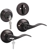 KNOBWELL 1 Pack Keyed Alike Entrance Door Lever Handle Exterior Door Lock Set with Single Cylinde...