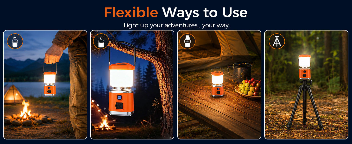 Camping Essentials Lights for Standing, Handheld, Hanging &amp;amp;amp; Tripod Mount Use