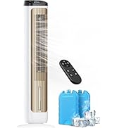 PNTCK Tower Fans with Ice Packs, 12H Timer, 4 Modes, 3 Speeds, 20FT Remote, 80° Oscillating, 40” ...