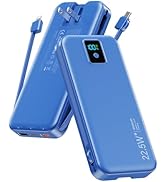 Portable Charger, 12000mAh 22.5W Fast Charging Power Bank with Built-in Cables & Wall Plug, Trave...