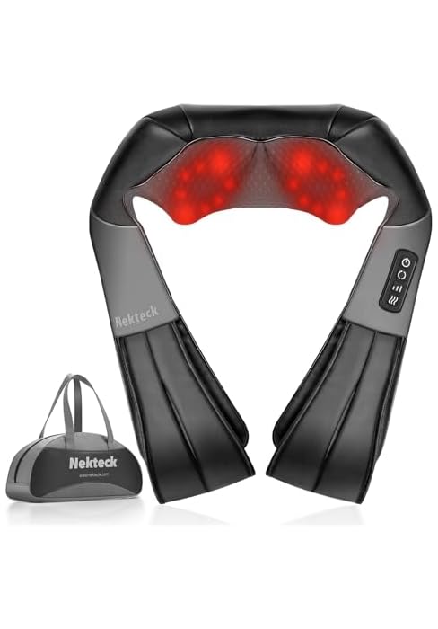 Nekteck Shiatsu Neck Massager with Heat for Pain Relief Deep Tissue, 2026 Upgraded Back Shoulder ...