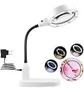 Magnifying Glass with Light and Stand,Magnifying Desk Lamp,10x Light Magnifier,LED Lighted Magnif...